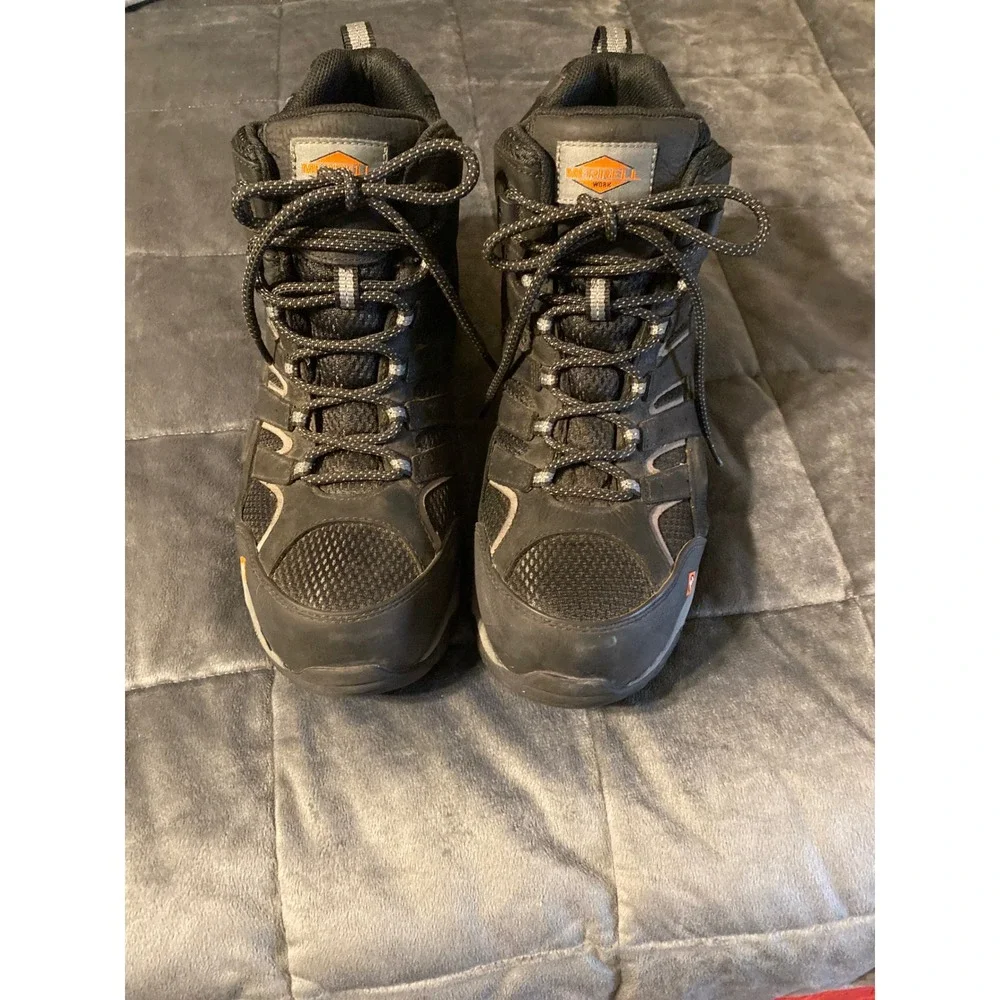 Merrell Work Moab Vertex Mid Waterproof Composite Toe Boots Black Mens 11.5 M